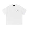 White t-shirt with small ATSTAR logo on chest, crew neck, short sleeves